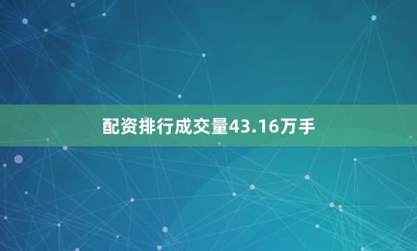 配资排行成交量43.16万手