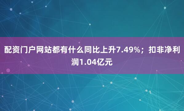 配资门户网站都有什么同比上升7.49%；扣非净利润1.04亿元